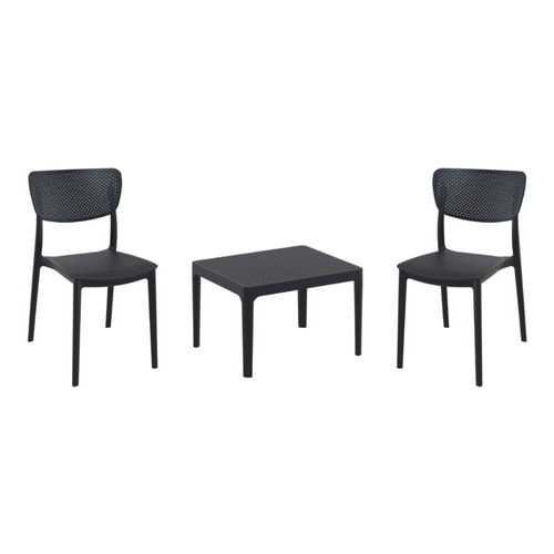 Lucy Conversation Set with Sky 24" Side Table Black S129109-BLA
