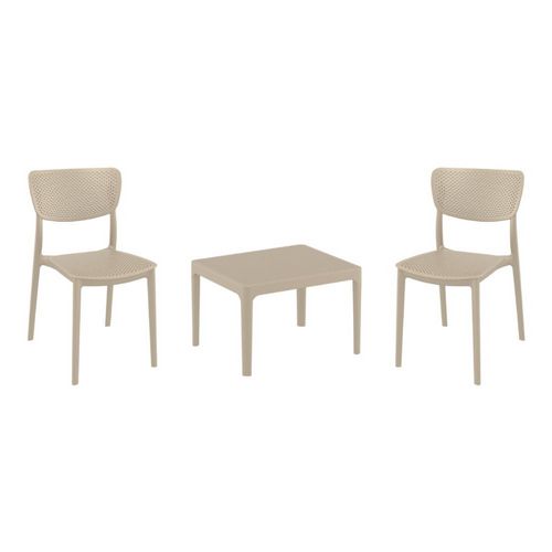 Lucy Conversation Set with Sky 24" Side Table Taupe S129109-DVR