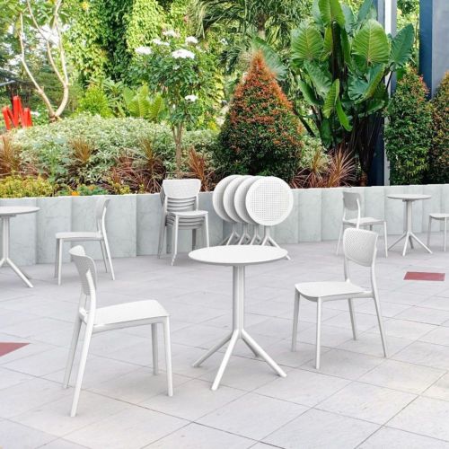 Lucy Round Bistro Set 3 Piece with 24" Table Top White ISP1294S-WHI