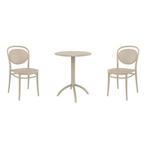 Marcel Bistro Set with Octopus 24" Round Table Taupe S257160-DVR