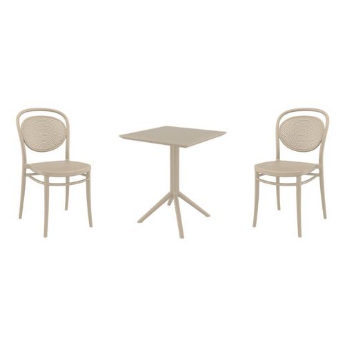 Marcel Bistro Set with Sky 24" Square Folding Table Taupe S257114-DVR