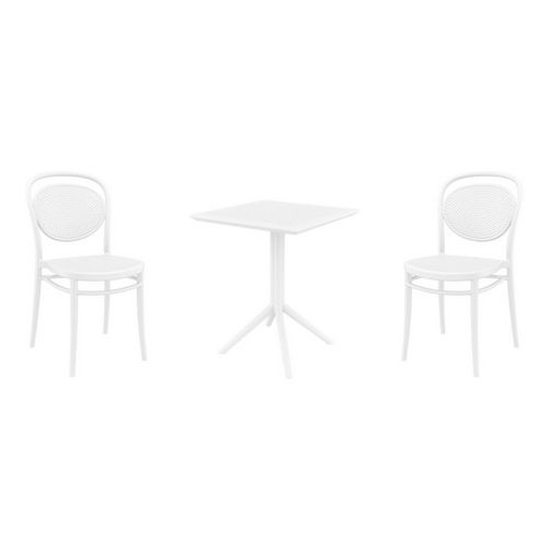 Marcel Bistro Set with Sky 24" Square Folding Table White S257114-WHI