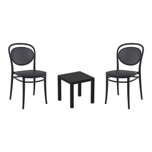 Marcel Conversation Set with Ocean Side Table Black S257066-BLA