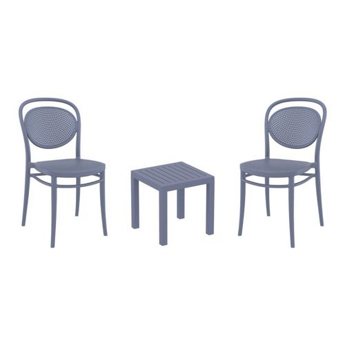 Marcel Conversation Set with Ocean Side Table Dark Gray S257066-DGR