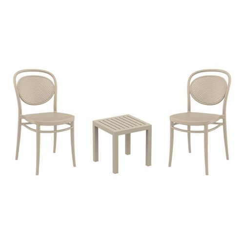 Marcel Conversation Set with Ocean Side Table Taupe S257066-DVR