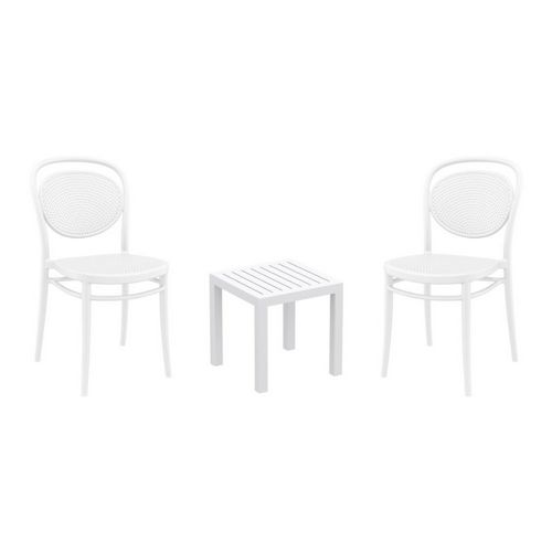 Marcel Conversation Set with Ocean Side Table White S257066-WHI