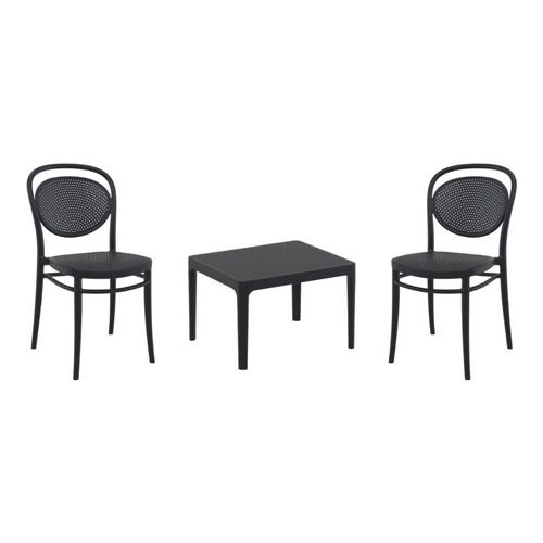 Marcel Conversation Set with Sky 24" Side Table Black S257109-BLA