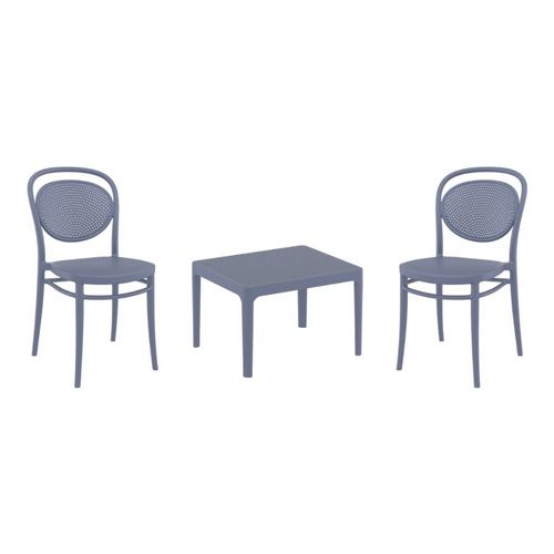 Marcel Conversation Set with Sky 24" Side Table Dark Gray S257109-DGR