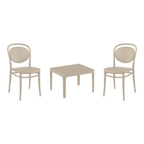 Marcel Conversation Set with Sky 24" Side Table Taupe S257109-DVR