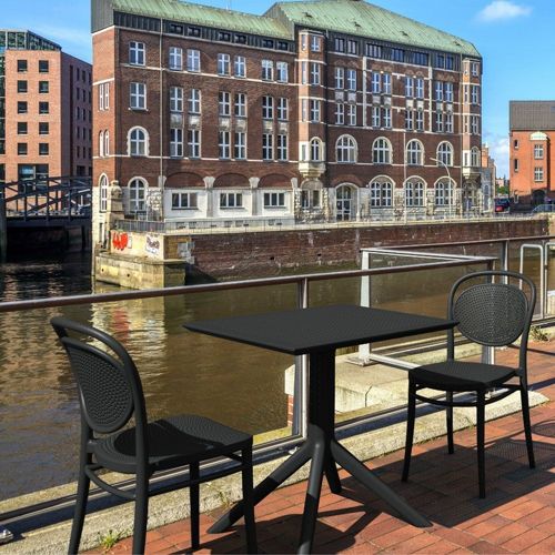 Marcel Dining Set with Sky 27" Square Table Black S257108-BLA