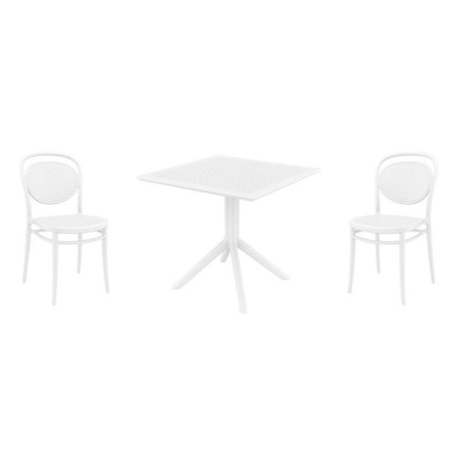 Marcel Dining Set with Sky 31" Square Table White S257106-WHI