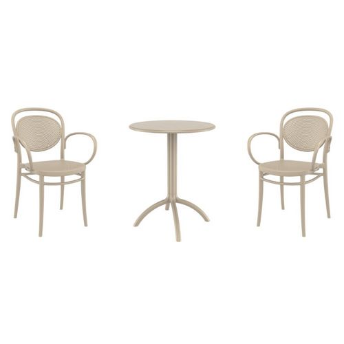 Marcel XL Bistro Set with Octopus 24" Round Table Taupe S258160-DVR