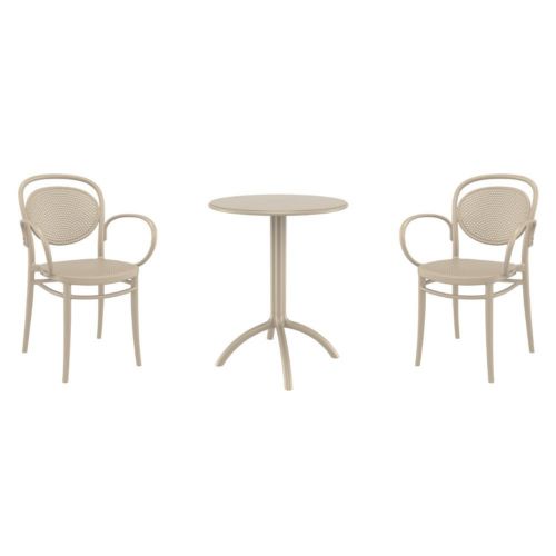 Marcel XL Bistro Set with Octopus 24" Round Table Taupe S258160-DVR