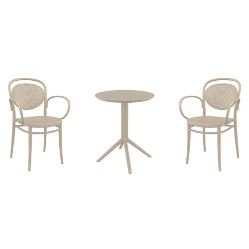 Marcel XL Bistro Set with Sky 24" Round Folding Table Taupe S258121-DVR