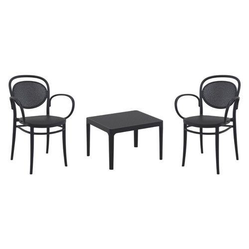 Marcel XL Conversation Set with Sky 24" Side Table Black S258109-BLA