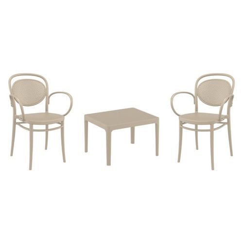 Marcel XL Conversation Set with Sky 24" Side Table Taupe S258109-DVR