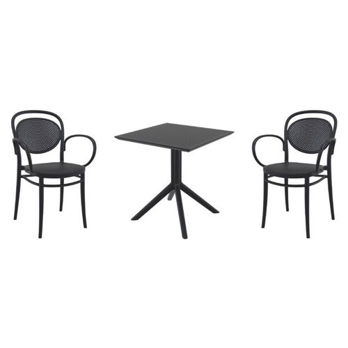 Marcel XL Dining Set with Sky 27" Square Table Black S258108-BLA