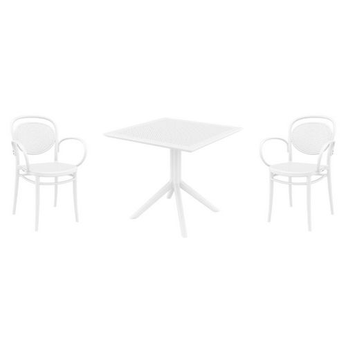 Marcel XL Dining Set with Sky 31" Square Table White S258106-WHI
