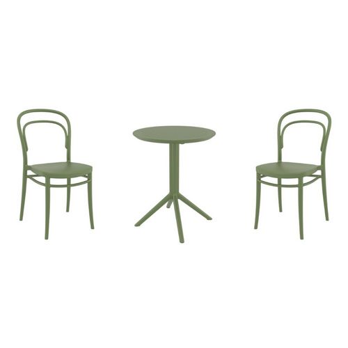 Marie Bistro Set with Sky 24" Round Folding Table Olive Green S251121-OLG