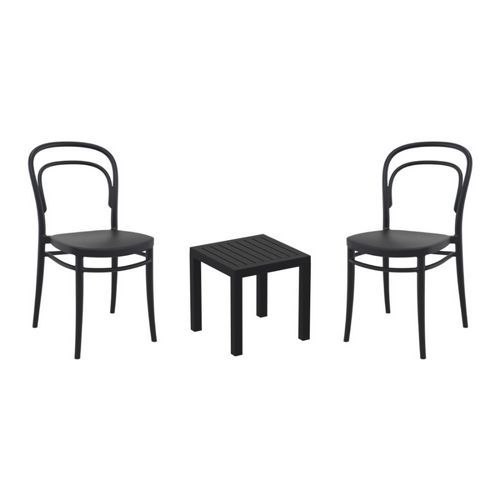 Marie Conversation Set with Ocean Side Table Black S251066-BLA