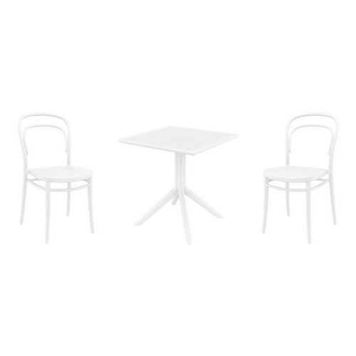 Marie Dining Set with Sky 27" Square Table White S251108-WHI