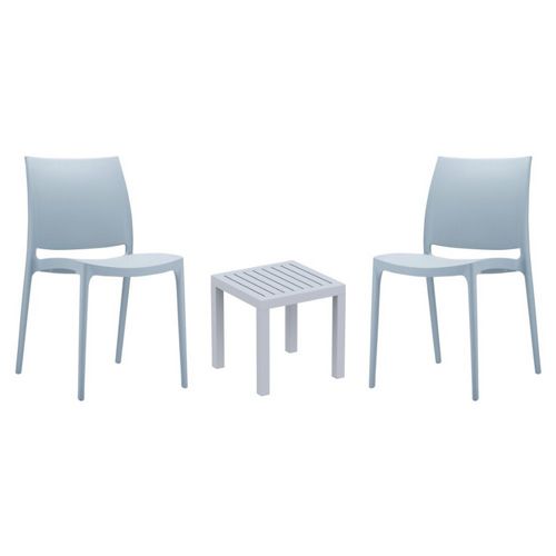 Maya Conversation Set with Ocean Side Table Silver Gray S025066-SIL