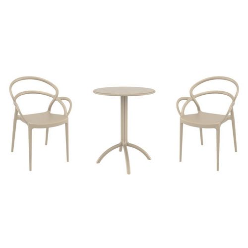 Mila Bistro Set with Octopus 24" Round Table Taupe S085160-DVR