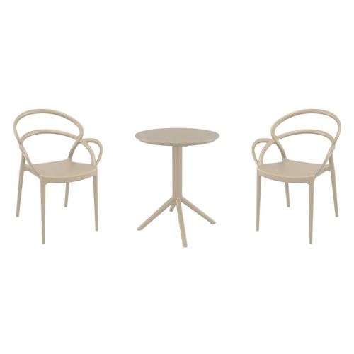 Mila Bistro Set with Sky 24" Round Folding Table Taupe S085121-DVR