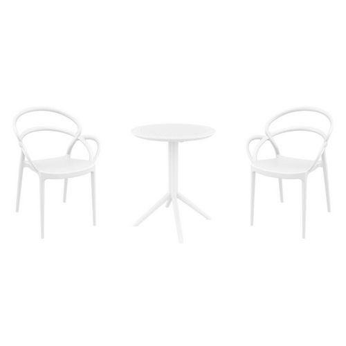 Mila Bistro Set with Sky 24" Round Folding Table White S085121-WHI