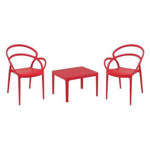 Mila Conversation Set with Sky 24" Side Table Red S085109-RED