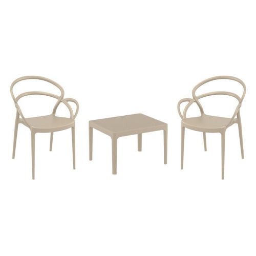 Mila Conversation Set with Sky 24" Side Table Taupe S085109-DVR