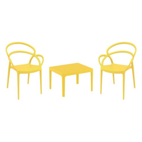 Mila Conversation Set with Sky 24" Side Table Yellow S085109-YEL