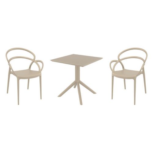 Mila Dining Set with Sky 27" Square Table Taupe S085108-DVR