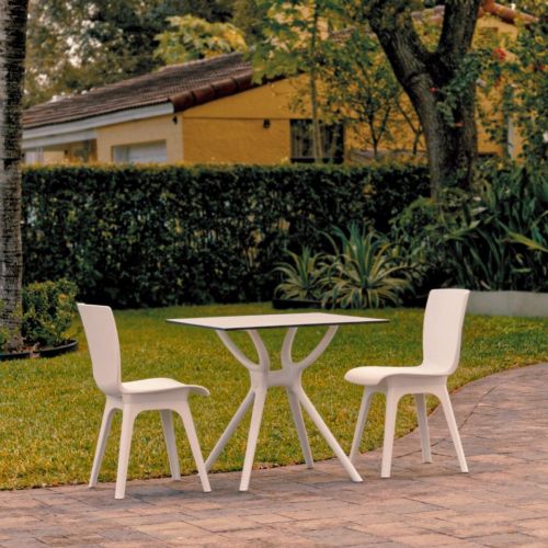 Mio Outdoor Dining Set with 2 Chairs White ISP7009S-WHI