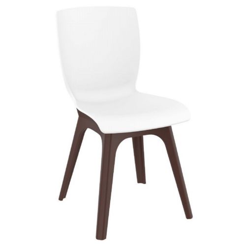 Mio PP Dining Chair with Brown Legs and White Seat ISP094-BRW-WHI