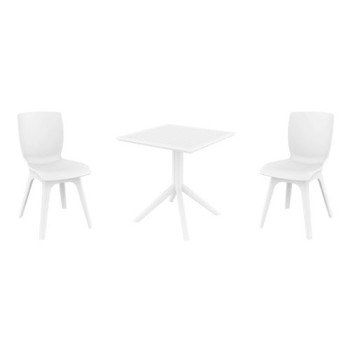 Mio PP Dining Set with Sky 27" Square Table White S094108-WHI-WHI
