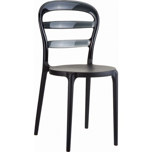 Miss Bibi Chair Black with Transparent Black Back ISP055-BLA-TBLA