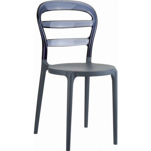 Miss Bibi Chair Dark Gray with Transparent Smoke Gray Back ISP055-DGR-TGRY