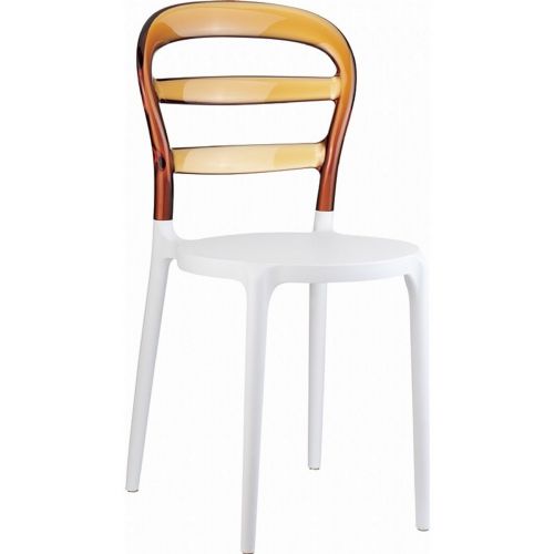 Miss Bibi Chair White with Transparent Amber Back ISP055-WHI-TAMB