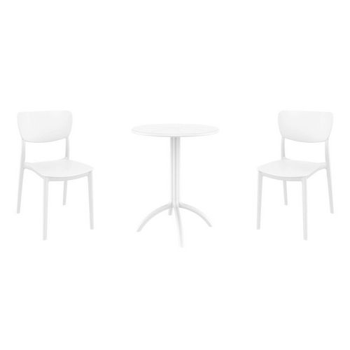 Monna Bistro Set with Octopus 24" Round Table White S127160-WHI