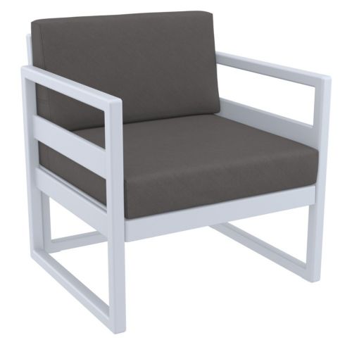 Mykonos Patio Club Chair Silver Gray with Charcoal Cushion ISP131-SIL-CCH
