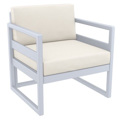 Mykonos Patio Club Chair Silver Gray with Natural Cushion ISP131-SIL-CNA