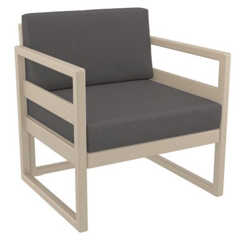 Mykonos Patio Club Chair Taupe with Charcoal Cushion ISP131-DVR-CCH