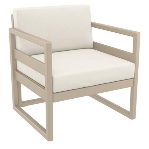 Mykonos Patio Club Chair Taupe with Natural Cushion ISP131-DVR-CNA