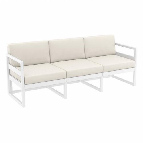 Mykonos Patio Sofa White with Natural Cushion ISP1313-WHI-CNA