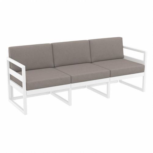 Mykonos Patio Sofa White with Taupe Cushion ISP1313-WHI-CTA