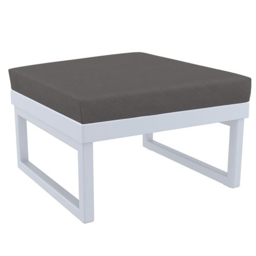 Mykonos Square Ottoman Silver Gray with Charcoal Cushion ISP137F-SIL-CCH