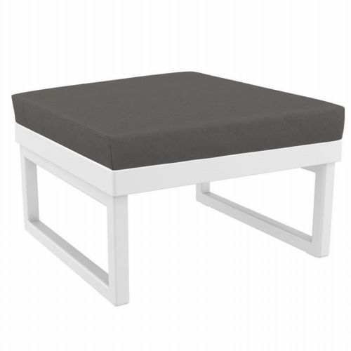 Mykonos Square Ottoman White with Charcoal Cushion ISP137F-WHI-CCH