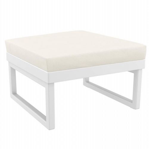 Mykonos Square Ottoman White with Natural Cushion ISP137F-WHI-CNA