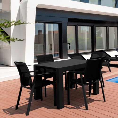 Pacific 5 Piece Dining Set with Extension Table and Sling Arm Chairs Black ISP0231S-BLA-BLA